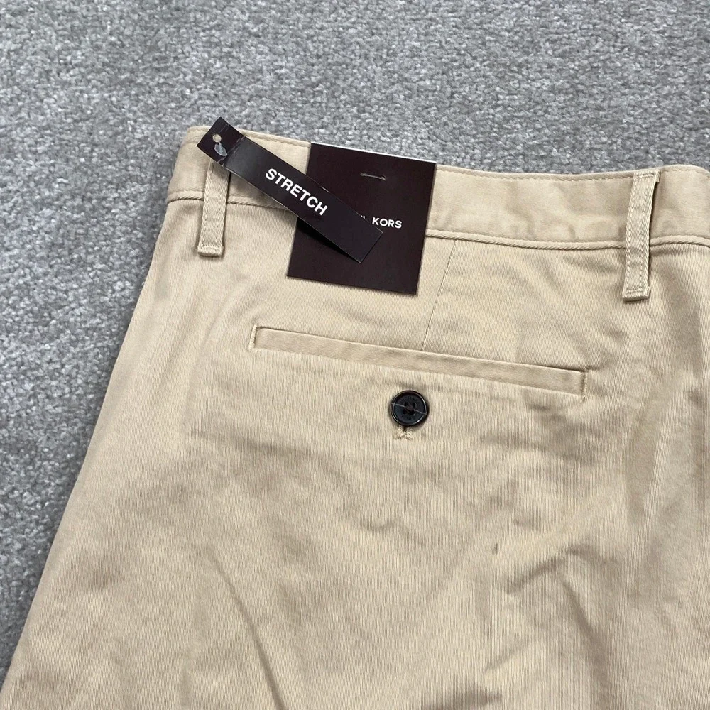 Michael Kors Chino Shorts Mens 38 Tan Stretch Cotton Twill KS5301JHW1